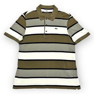 Lacoste Vintage Y2K Striped Alligator Logo Polo Tee Shirtedium